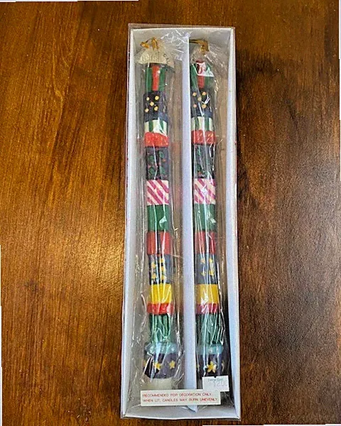 VTG Dept 56 Christmas Gift Box Stack Taper Candle Set, New in Older Box Holiday